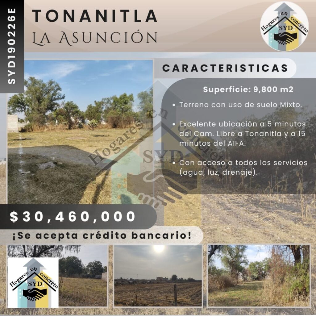 Terreno La Asunción Tonanitla en Tonanitla Edo.Méx