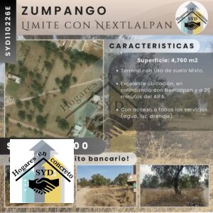 Terreno San Sebastián Zumpango en Zumpango Edo.Méx