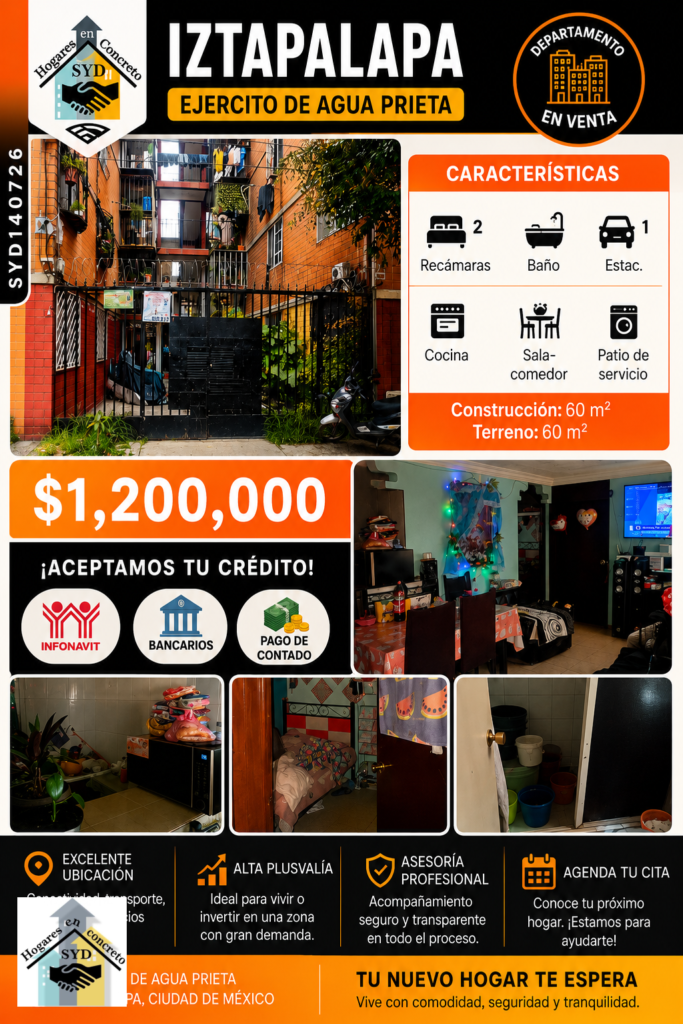 Departamento en Venta en Ejército de Agua Prieta, Iztapalapa | 2 Recámaras y Estacionamiento en Iztapalapa CDMX